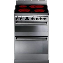 Smeg Concert SUK62CMX8 60cm Electric Ceramic Double Oven Cooker in Stainless Steel
